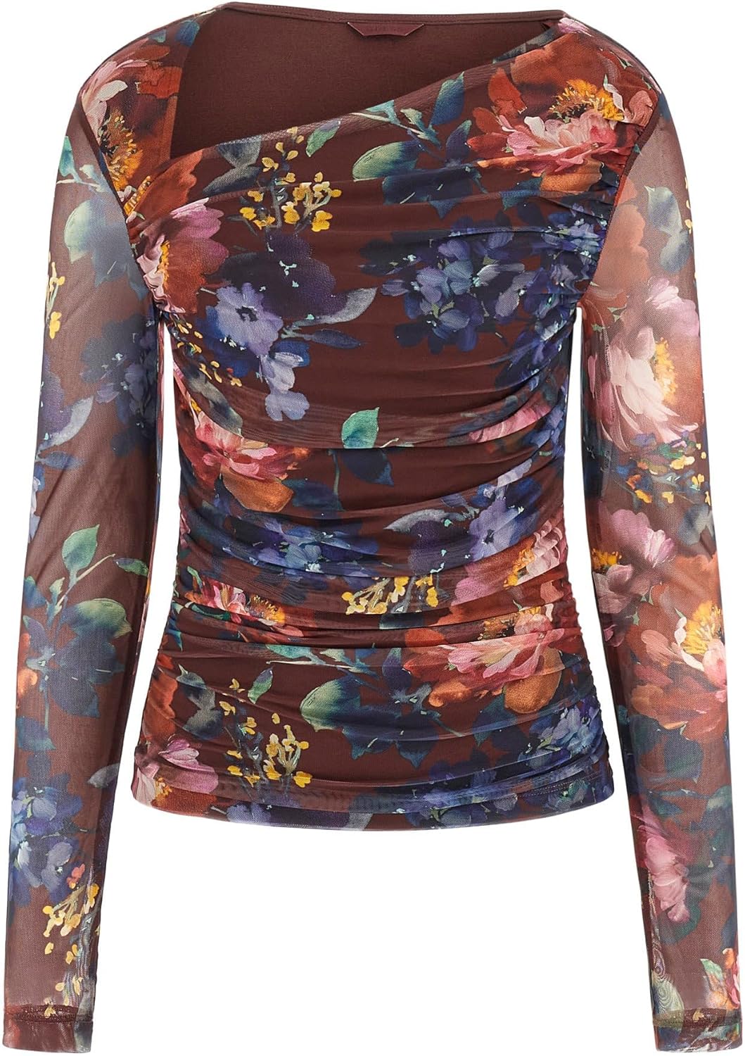 

GUESS Женская Эко Футболка с Длинным Рукавом Bernardette, Midnight Bloom Print, Синий, GUESS Женская Эко Футболка с Длинным Рукавом Bernardette, Midnight Bloom Print