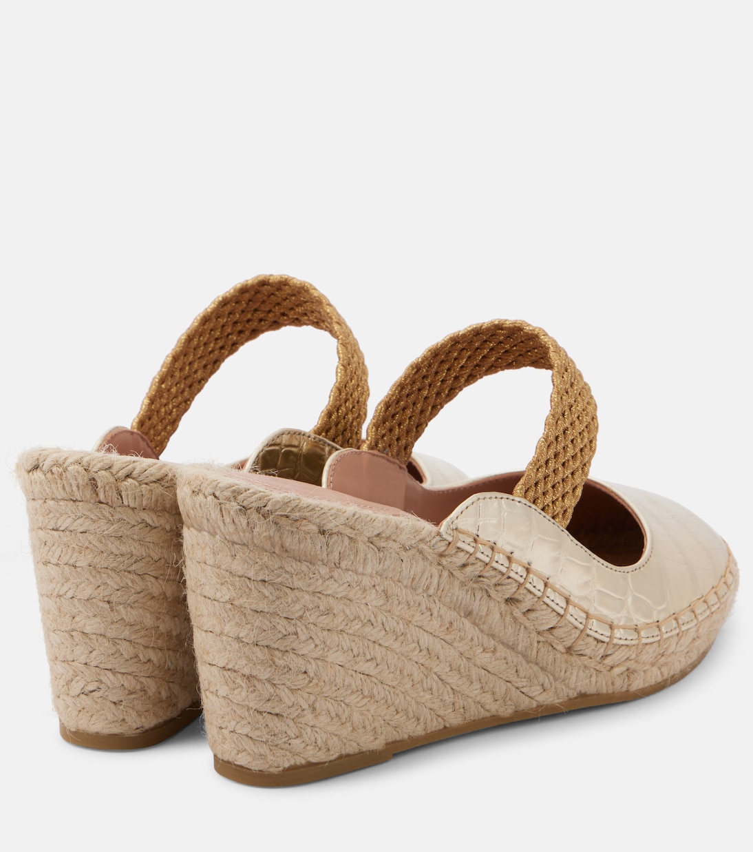 Эспадрильи Siena 70 из металлизированной кожи на танкетке Malone Souliers, Platino — фото 2