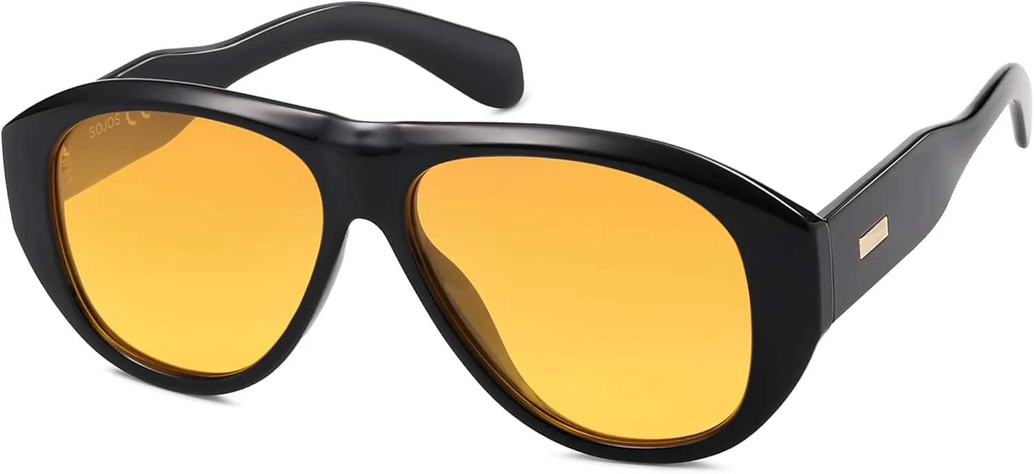 

Солнцезащитные очки-авиаторы SOJOS Retro Oversized Polarized для женщин и мужчин в винтажном стиле 70-х годов с защитой от УФ-излучения SJ2328, Black/Orange