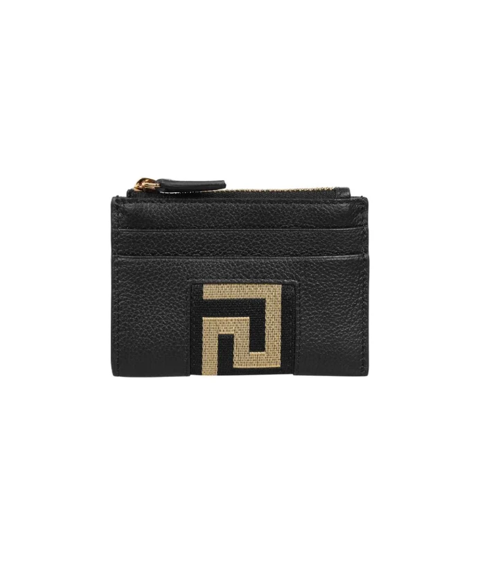 

Кошелек из телячьей кожи на молнии Versace, черный