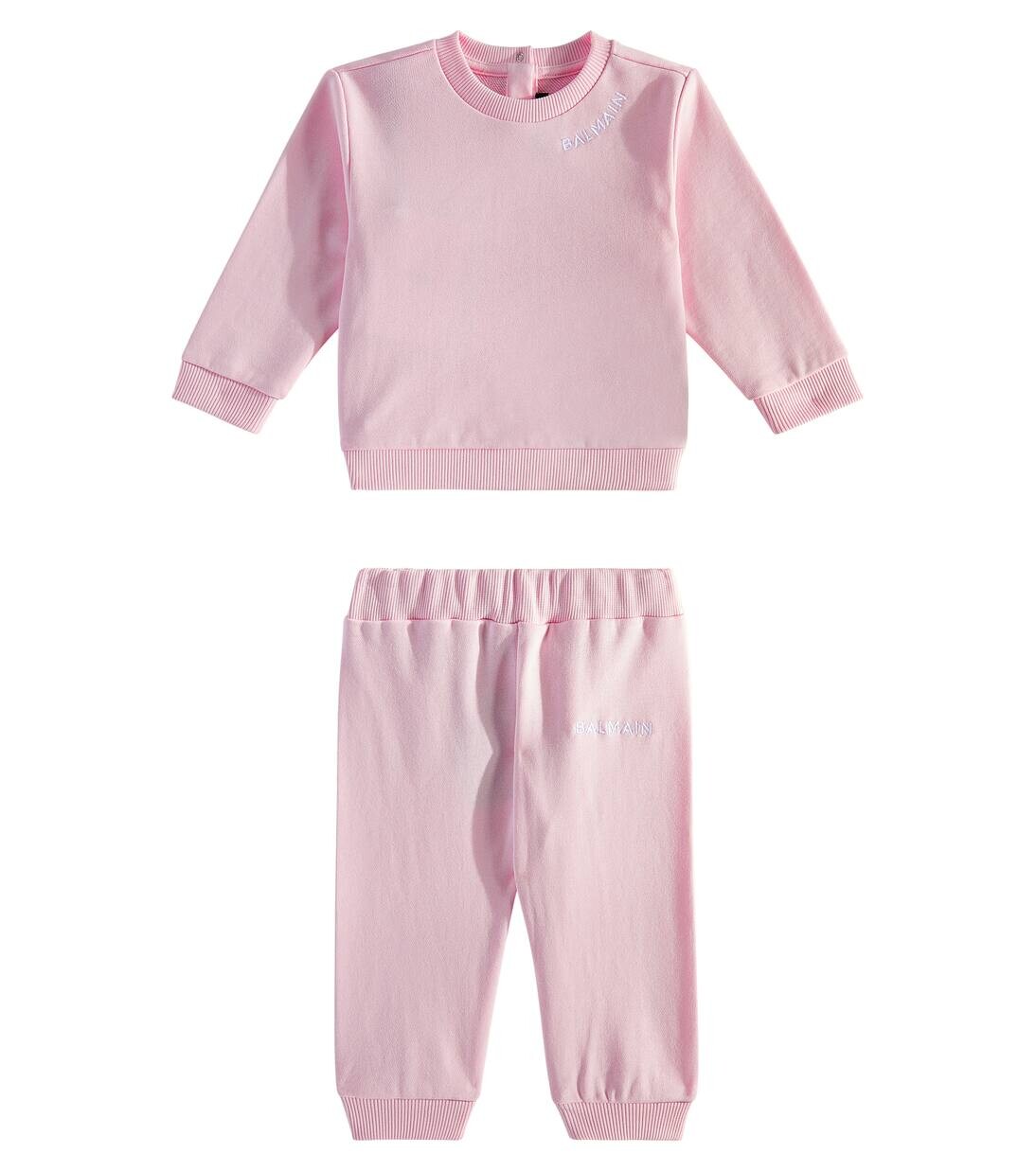 

Комплект из хлопкового трикотажного свитера и спортивных штанов для малышей Balmain Kids, цвет plum