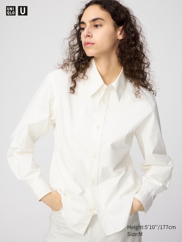 

Хлопковая рубашка Uniqlo, 01 off white