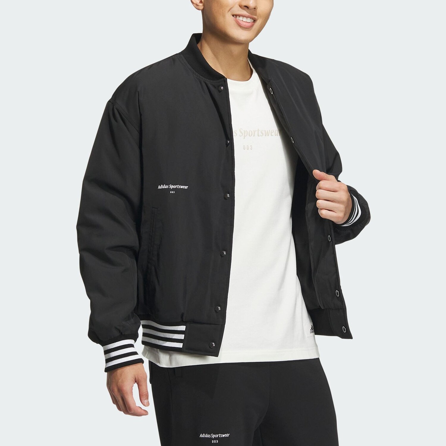 Стеганая куртка мужская черная/белая Adidas, черный/белый — фото 4