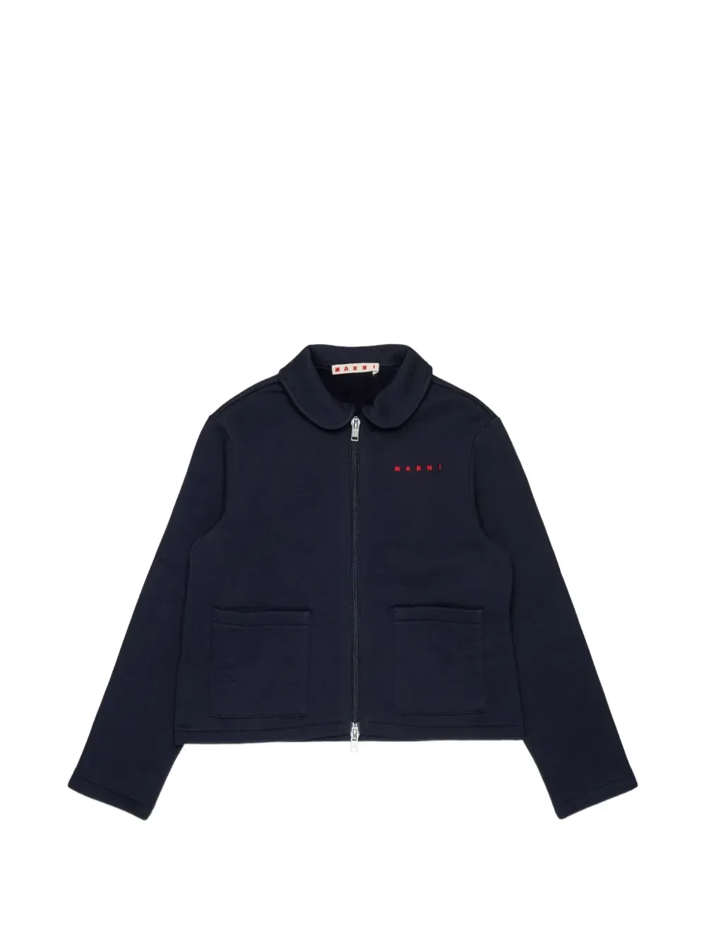Свитшот на молнии с вышитым логотипом Marni Kids, синий