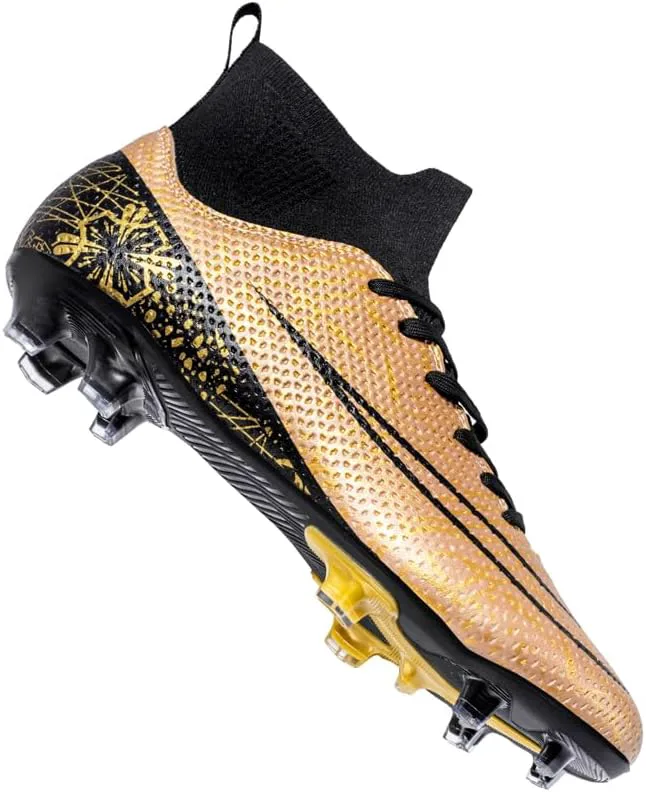 

Мужские футбольные бутсы для зала и улицы, тренировочные спортивные кроссовки, профессиональные высокие футбольные ботинки, дышащие бутсы FG с шипами Generic, золотой