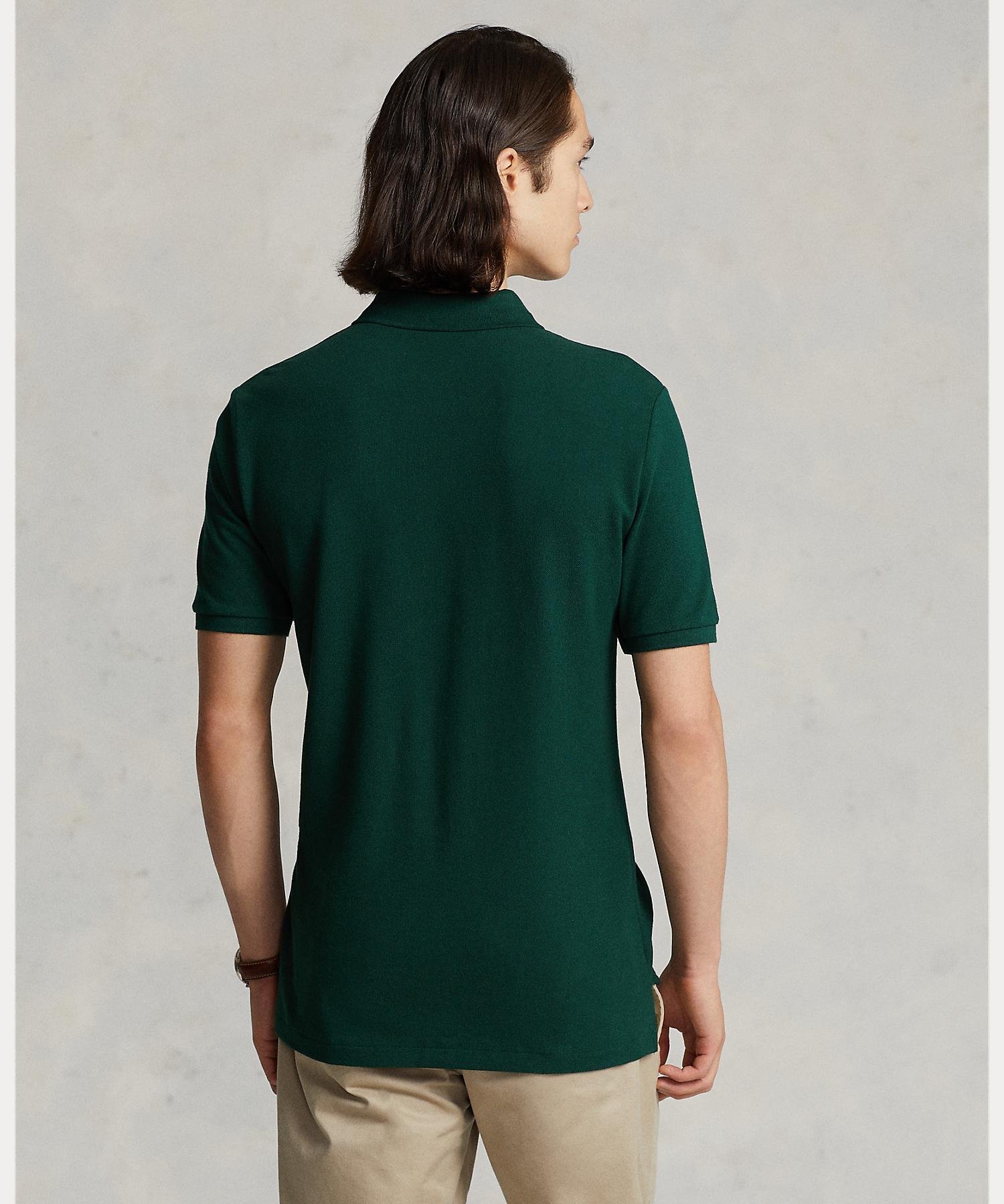 Поло-рубашка из сетчатой ткани приталенного кроя, сшитая. Polo Ralph Lauren, 300 Green — фото 3