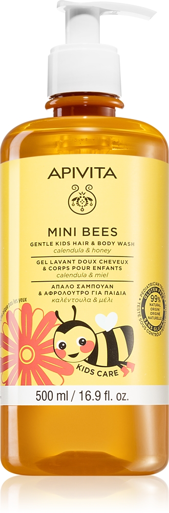 

Mini Bees нежный детский гель для мытья волос и тела с календулой и медом для тела и волос Apivita, 500 мл