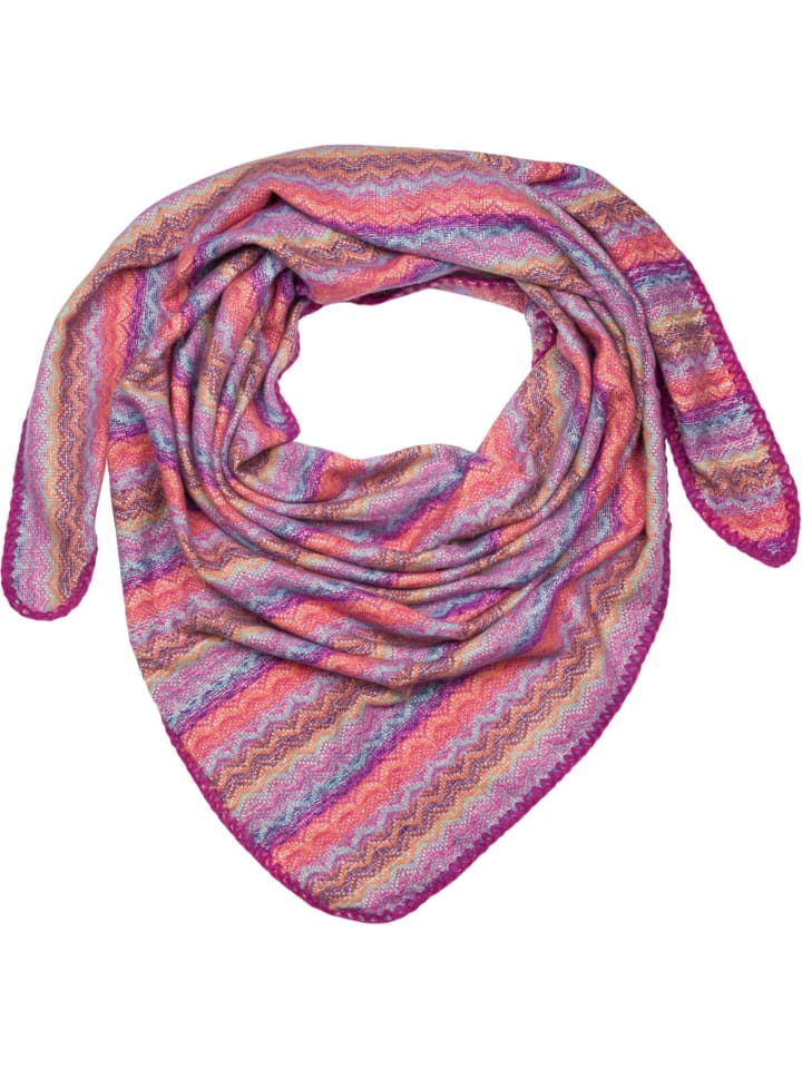 

Треугольный шарф с зигзагообразным узором в малиново-оранжево-бирюзовом цвете styleBREAKER