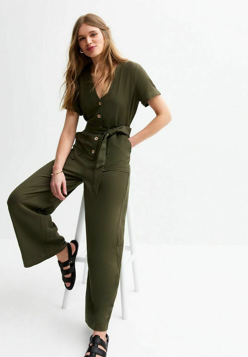 

Комбинезон V NECK BUTTON FRONT New Look, хаки
