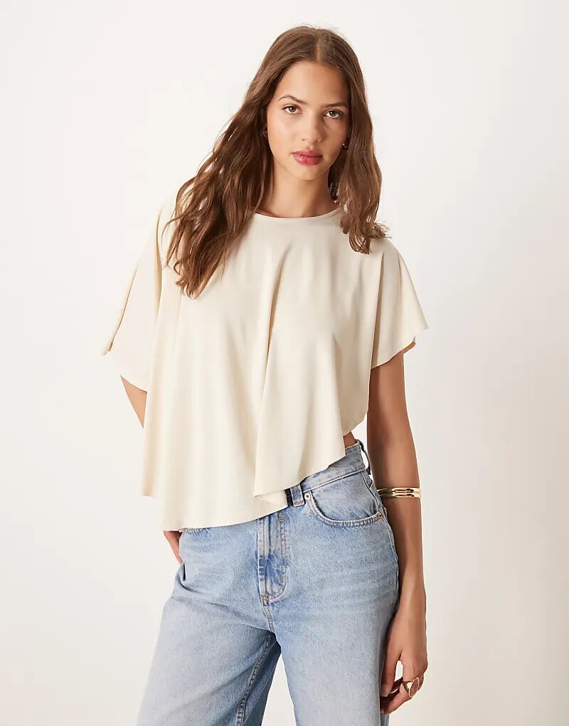 

Топ-накидка из модала ASOS DESIGN кремового цвета с драпировкой