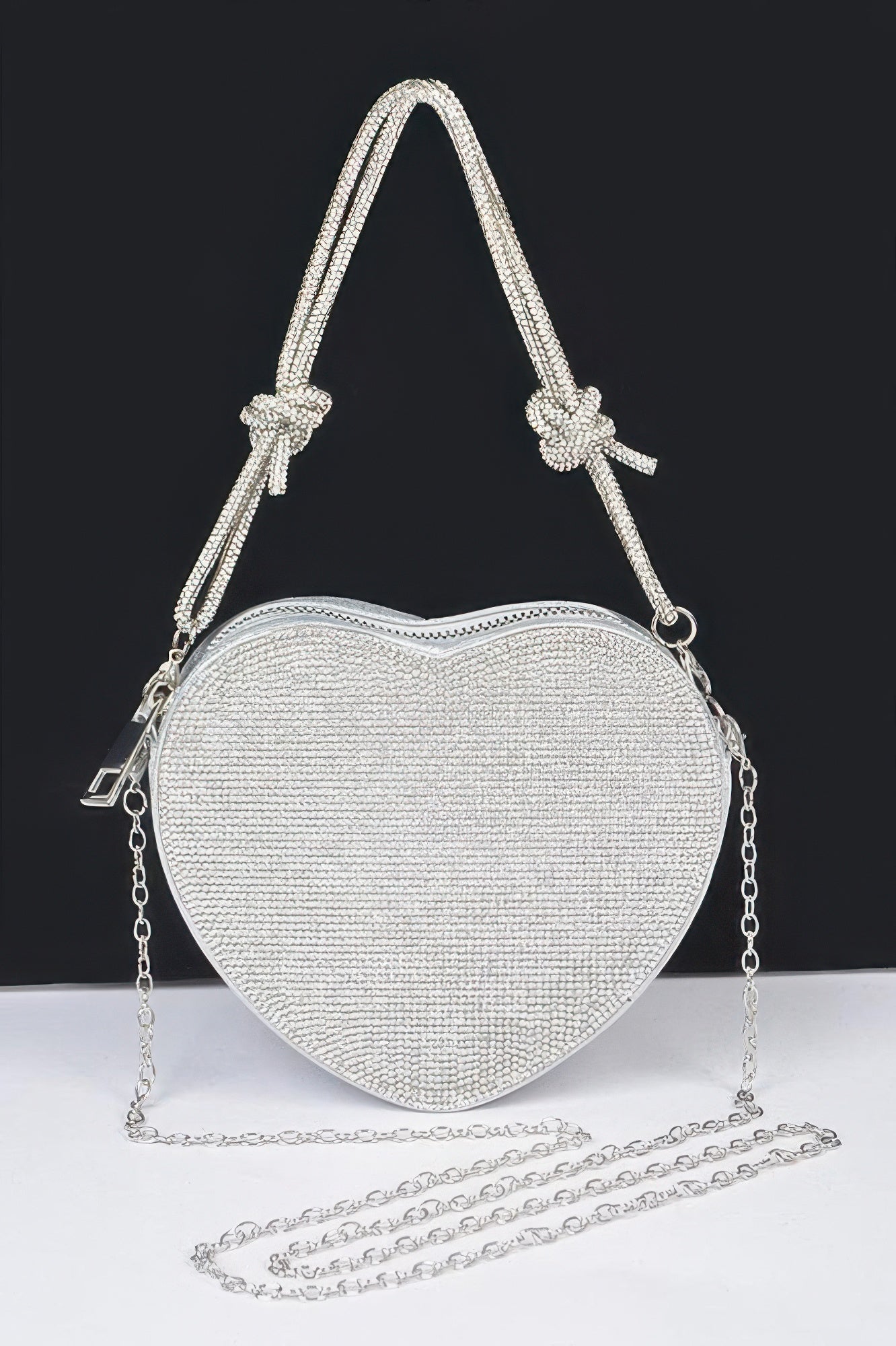 

Клатч в форме сердца с камнями FASHNZFAB, серебряный