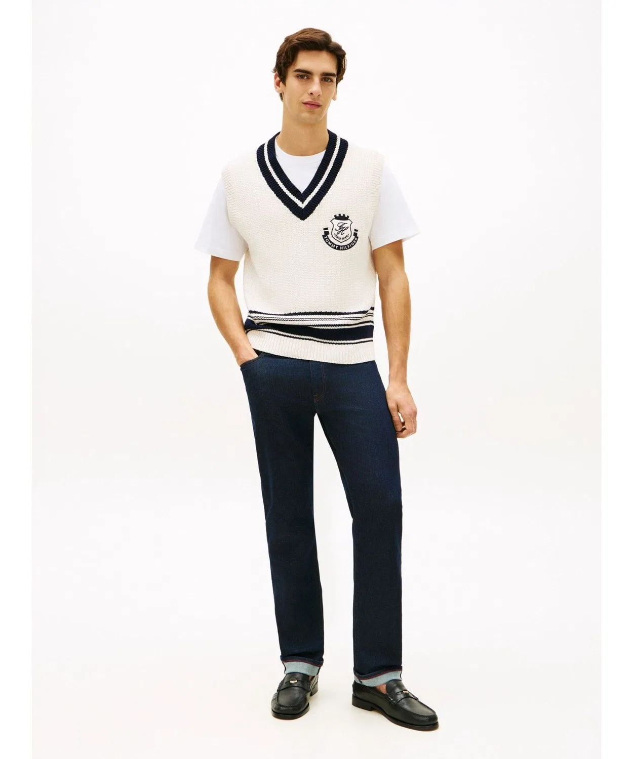 Жилет с V-образным вырезом, Tommy Hilfiger, белый — фото 3