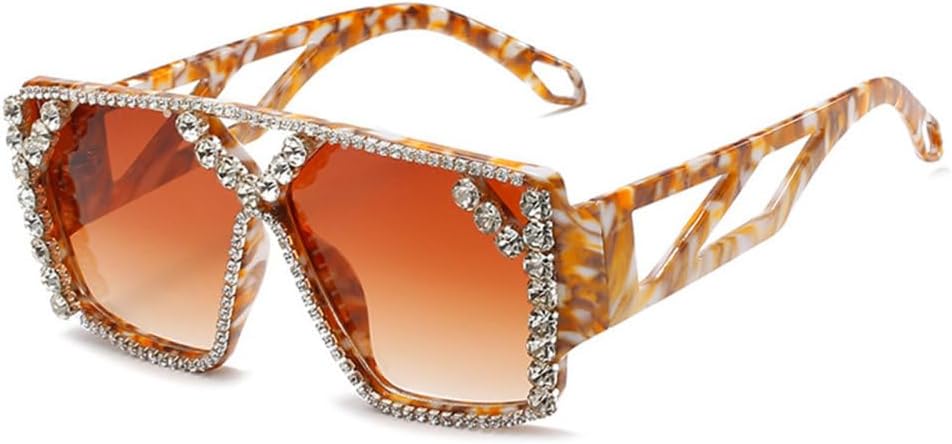 

Модные квадратные солнцезащитные очки со стразами для женщин, большие солнцезащитные очки с бриллиантами, винтажные женские очки с градиентным переходом цвета generic, Leoaprd-brown