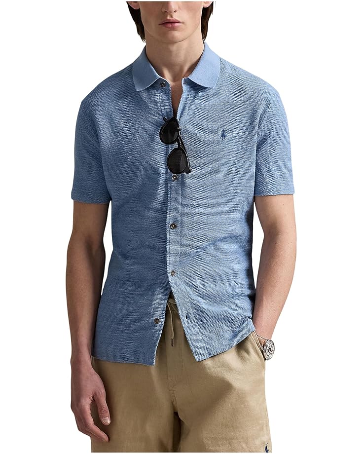 

Поло Polo Ralph Lauren Textured Cotton-linen Shirt Sweater, цвет Channel Blue