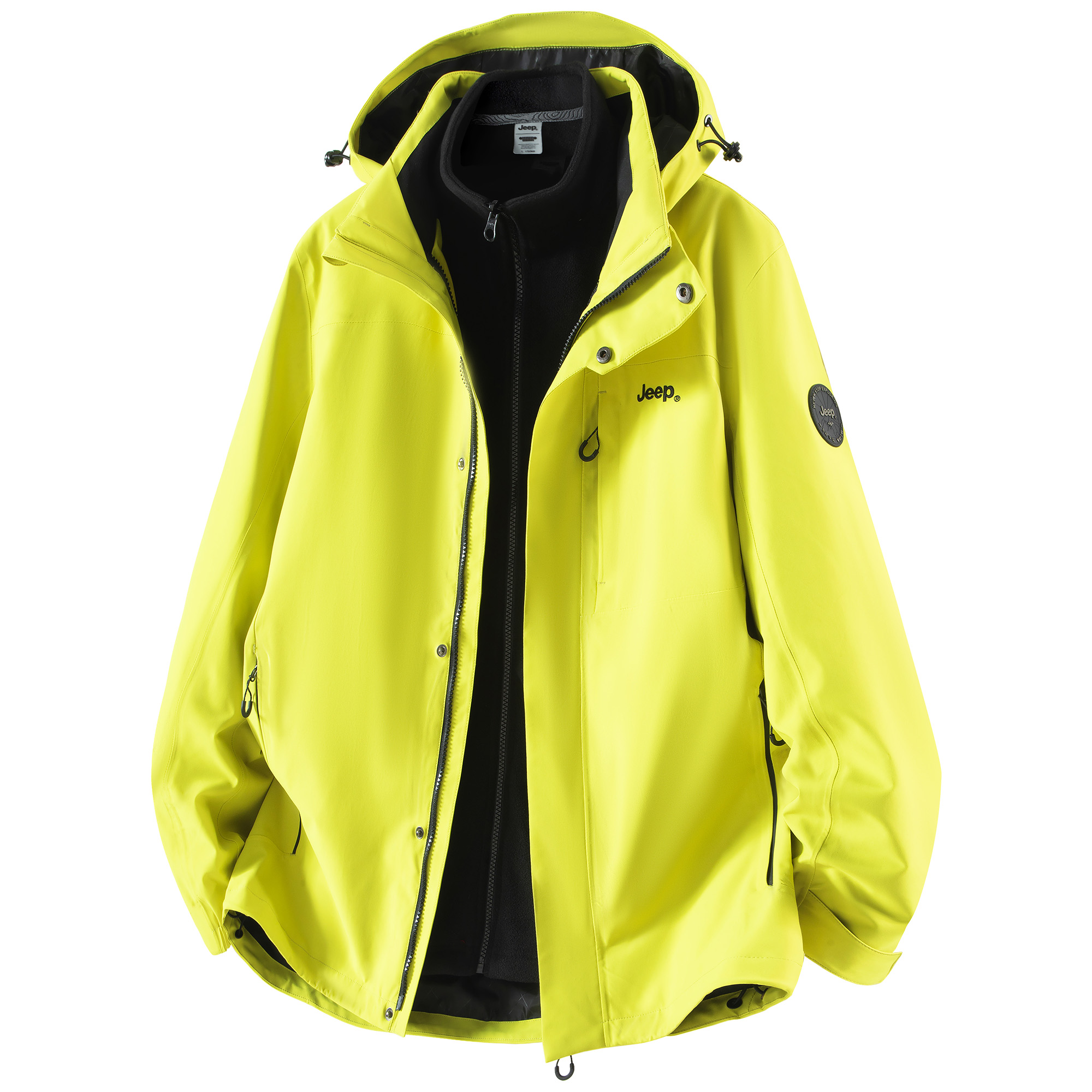 

Ветровка Leisure Collection Waterproof, Windproof, Breathable, Thermal, Water Repellent, унисекс Jeep, neon желтый[fleece liner+three proofings technology/hard shell coat set]