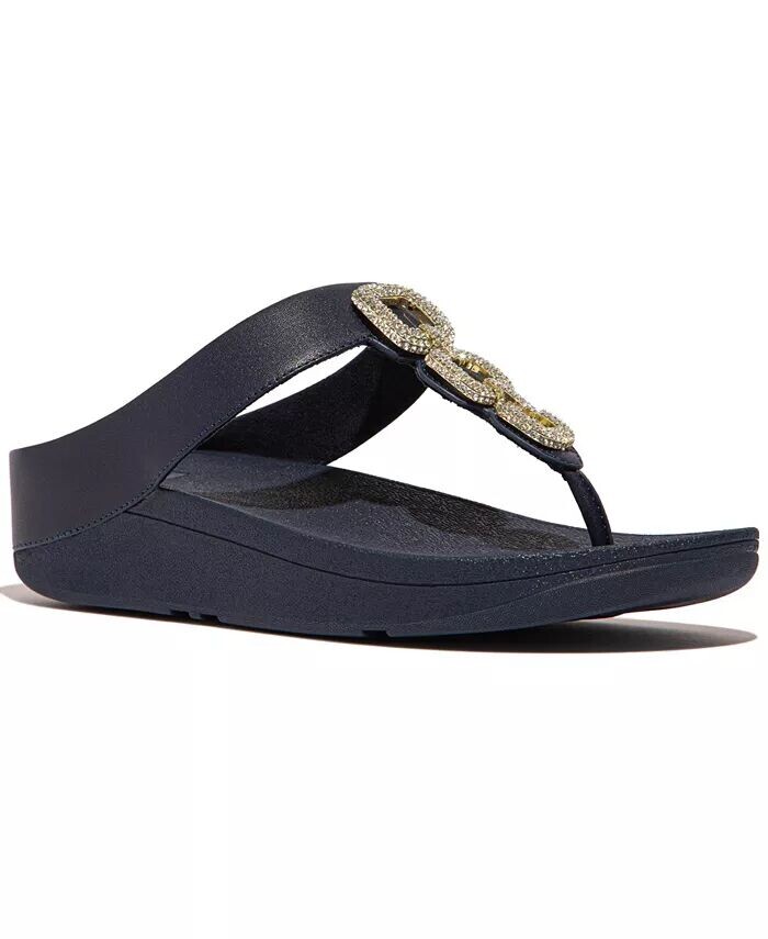 

Женские кожаные сандалии Fino с цепочкой и ремешком на носке FitFlop, серебро