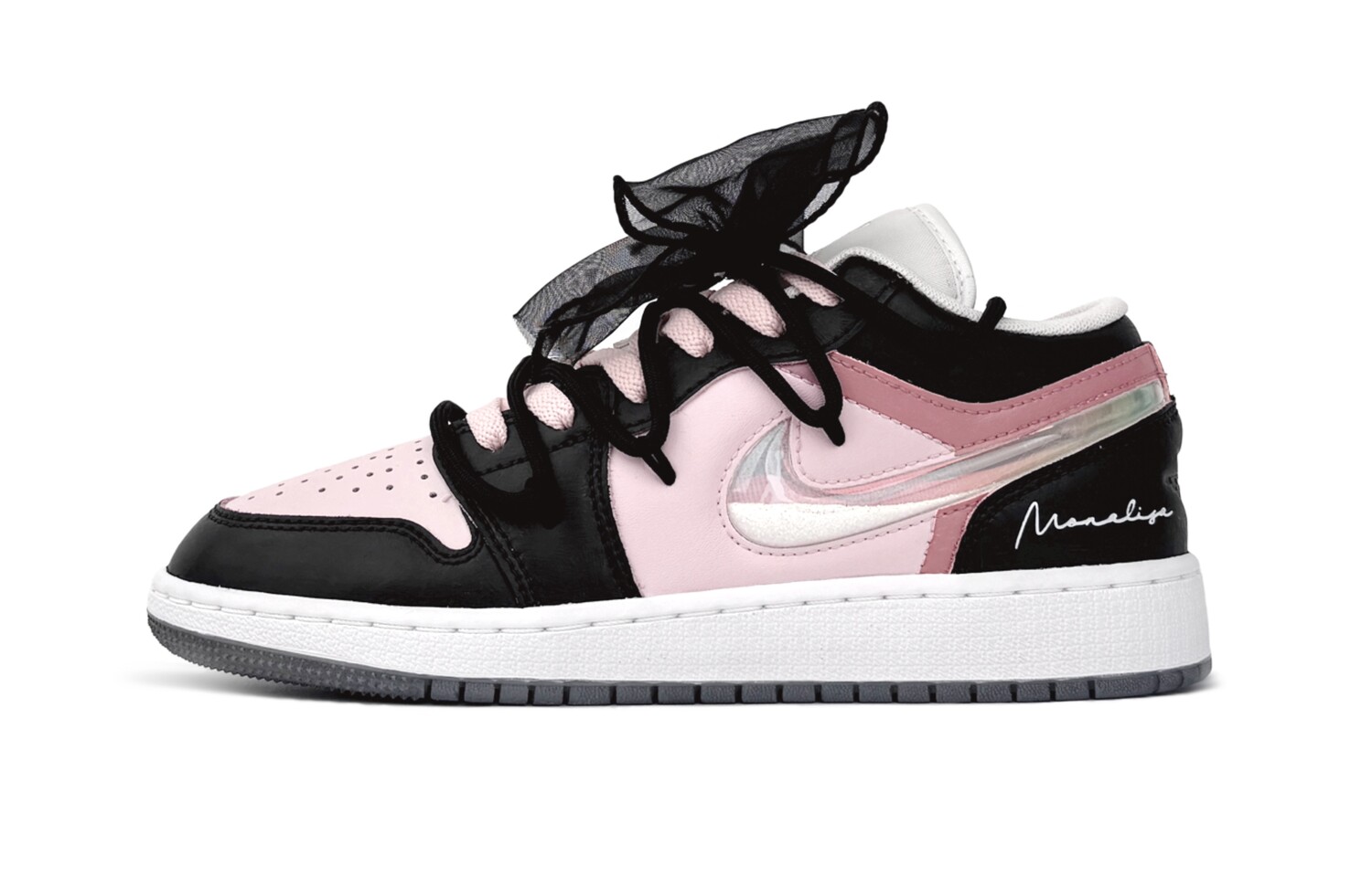 

Кроссовки Air Jordan 1 Kids' Basketball Shoes Grade School, черный/розовый