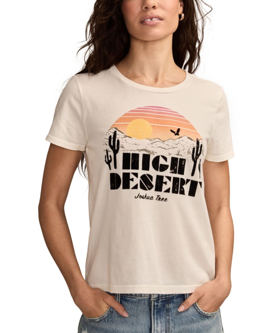 

Женская классическая футболка с круглым вырезом High Desert Lucky Brand, Gardenia, Коричневый, Женская классическая футболка с круглым вырезом High Desert Lucky Brand, Gardenia