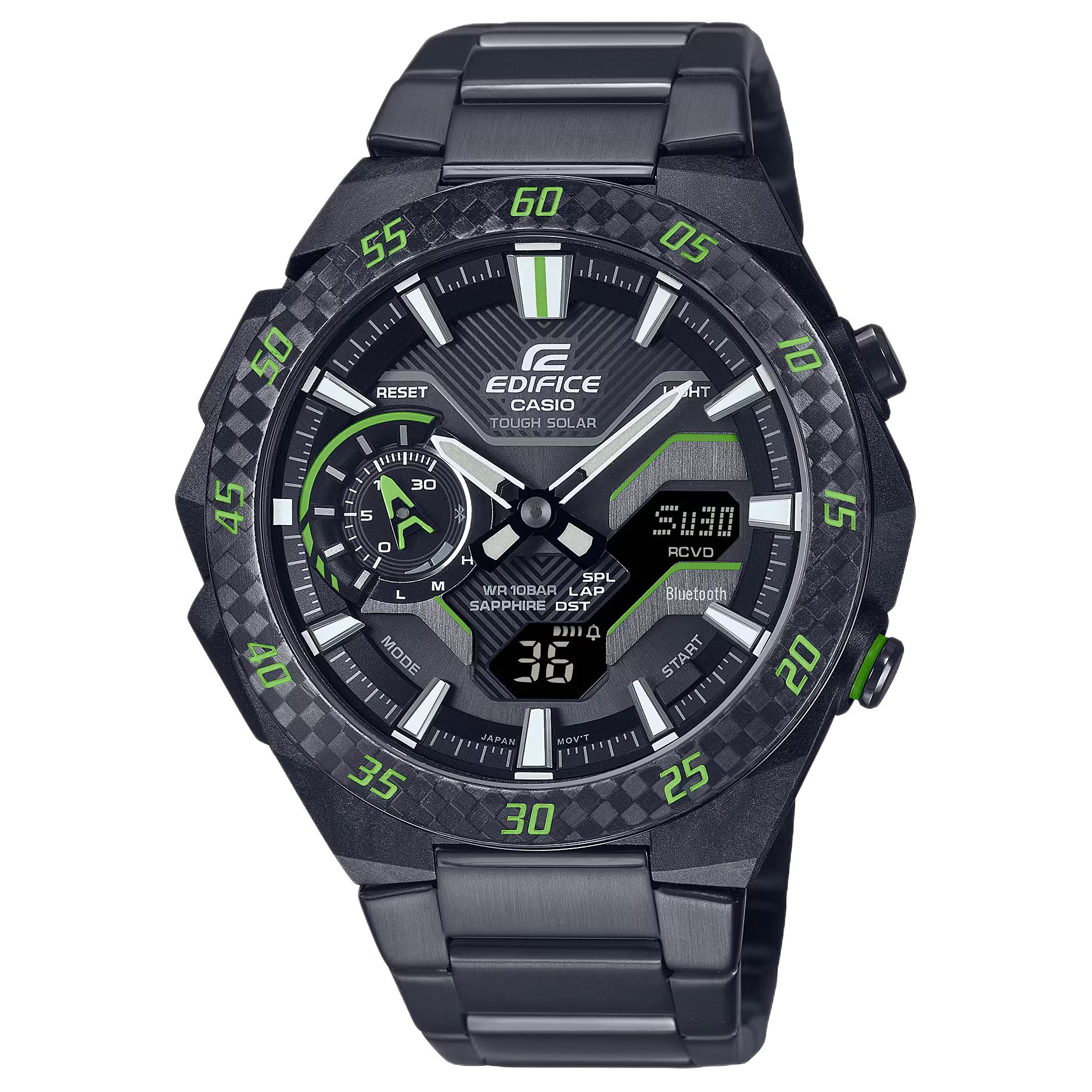 

CASIO Часы EDIFICE Solar Quartz Movement Stainless Steel Strap Watch Unisex Black Dial, Black Dial
