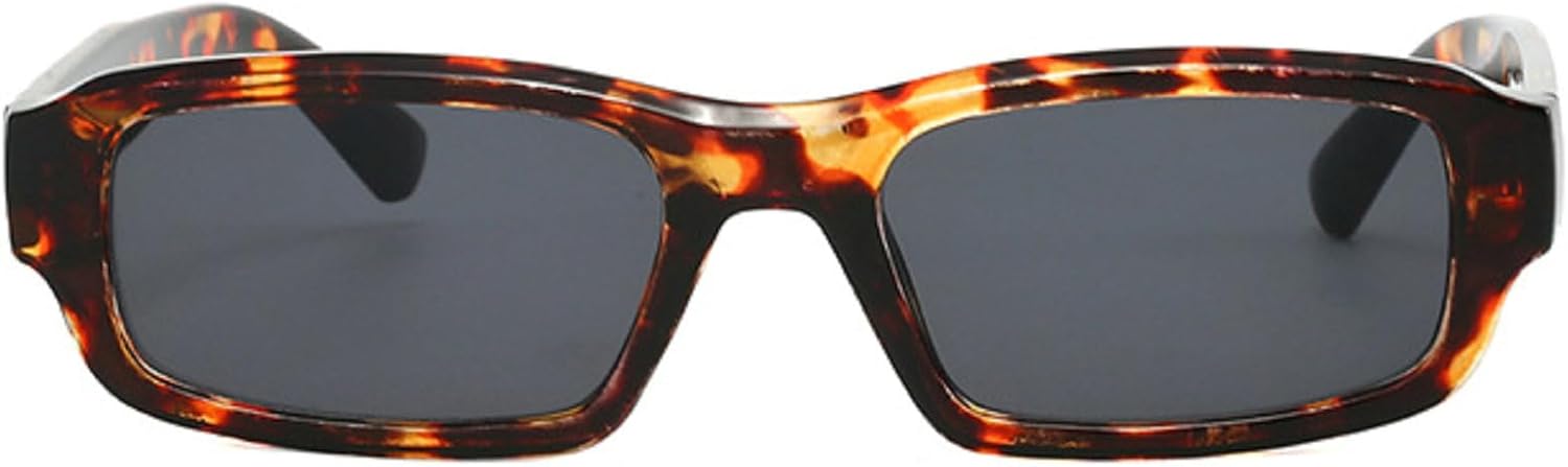 

Солнцезащитные очки в стиле ретро прямоугольной формы для женщин, небольшие, модные, в стиле 90-х, узкие, квадратные, с защитой от УФ-излучения UV400 mincl, Leopard Black