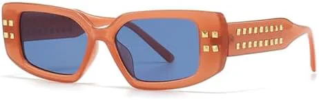 

Солнцезащитные очки 2026 года с декоративными заклепками для женщин, квадратные, с защитой от УФ-излучения UV400, для мужчин, чайного синего цвета MTZJH, Tea Blue