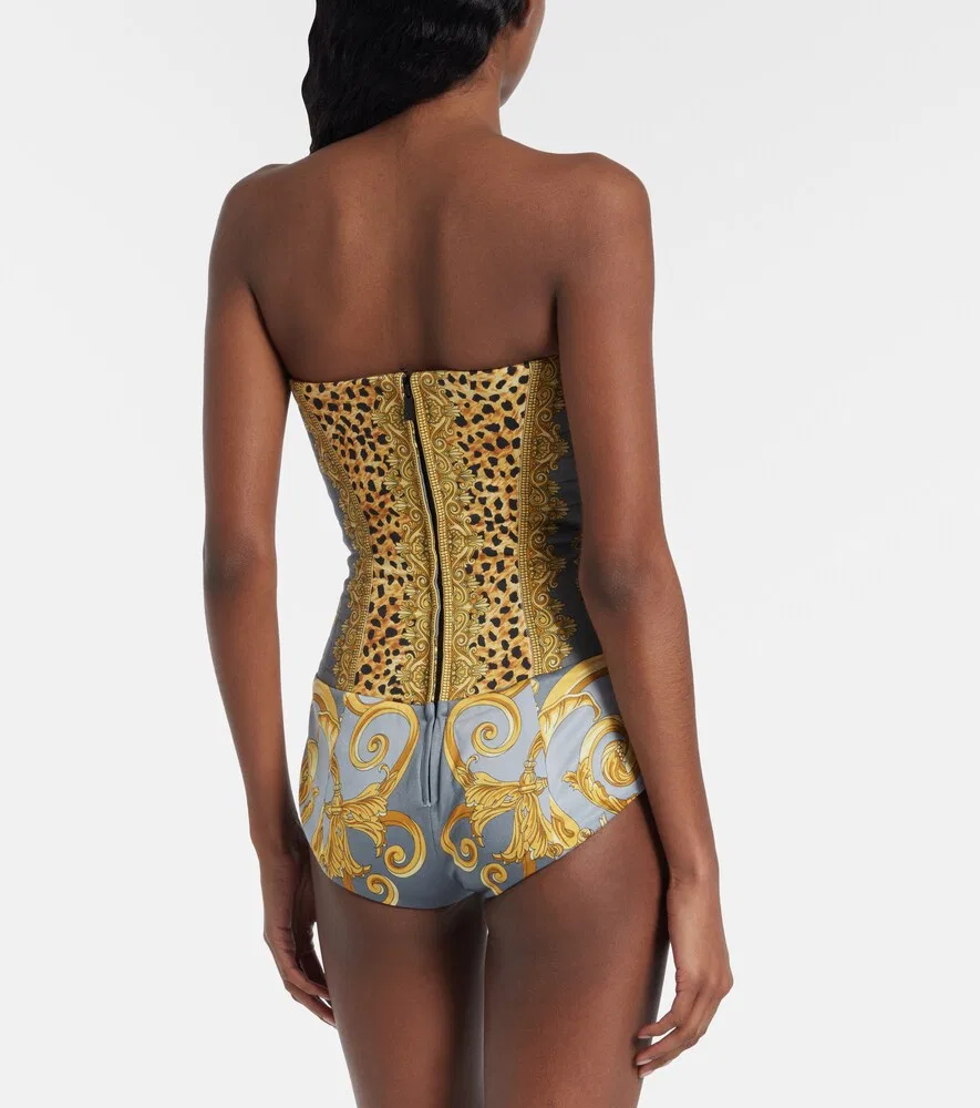 Боди-корсет из хлопка с принтом Versace, мультиколор — фото 4