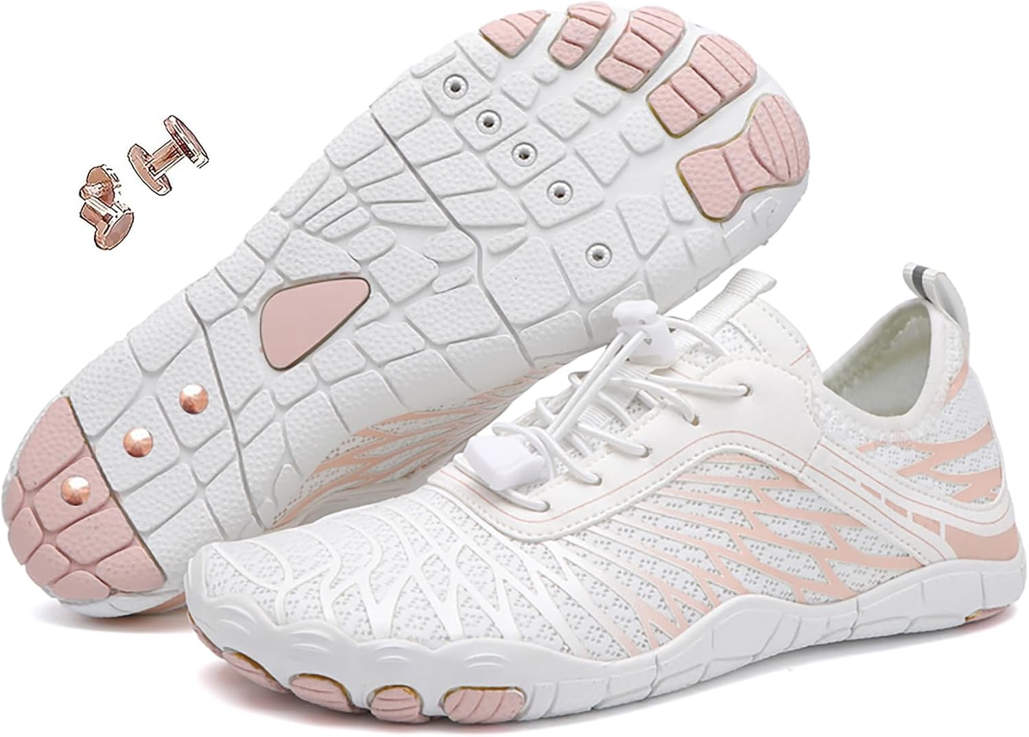 

Кроссовки Zureto с медью, удобная мягкая обувь для пеших прогулок для женщин и мужчин, белый