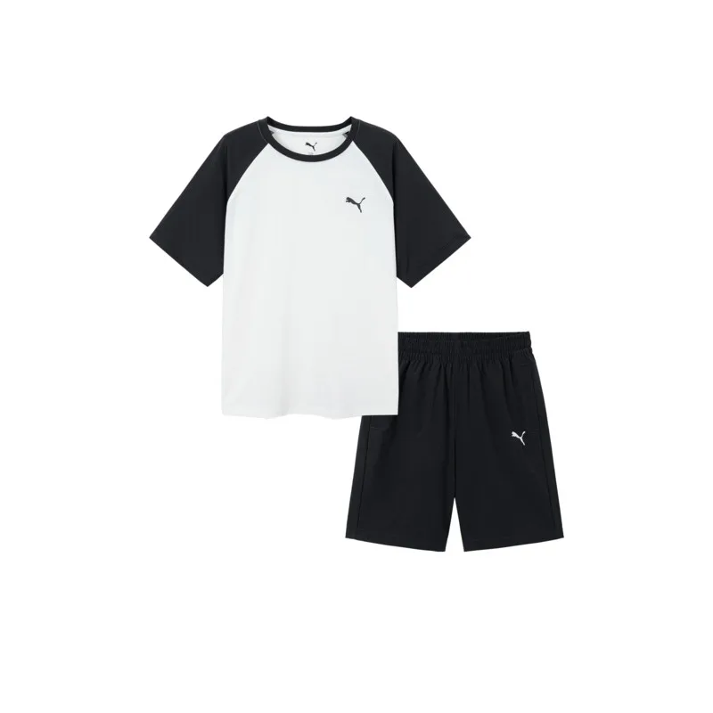 Детская спортивная футболка с круглым вырезом PUMA, черный белый tone 00391