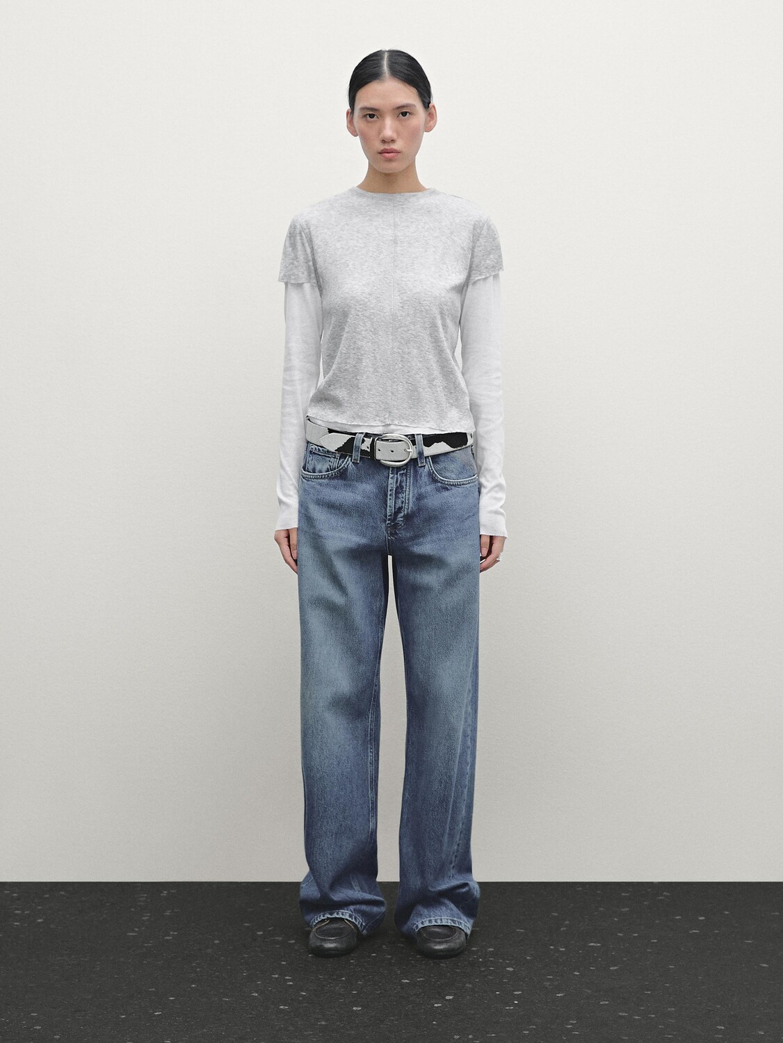 

Футболка из двухслойного хлопка Massimo Dutti, серый