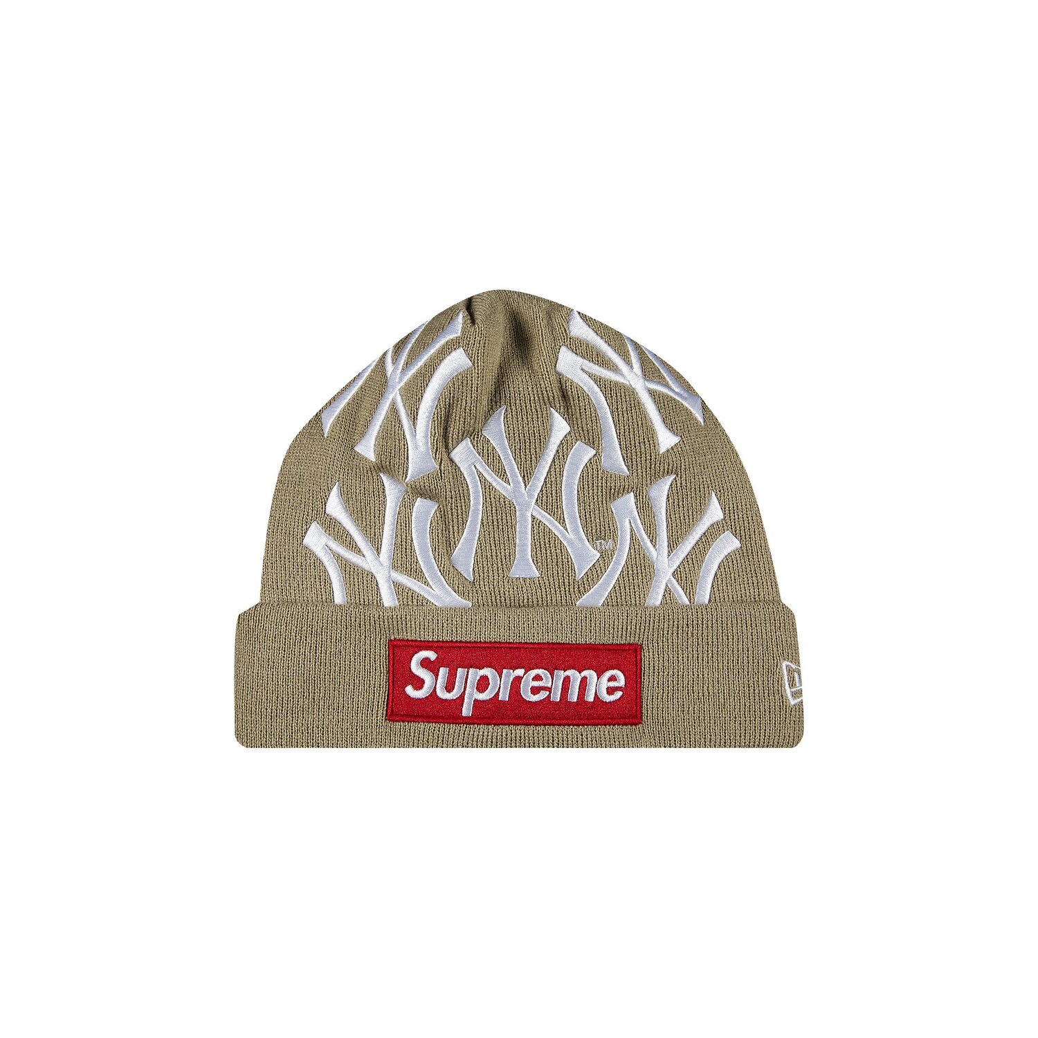 

Шапка-бини с логотипом Supreme x New York Yankees x New Era Box Tan