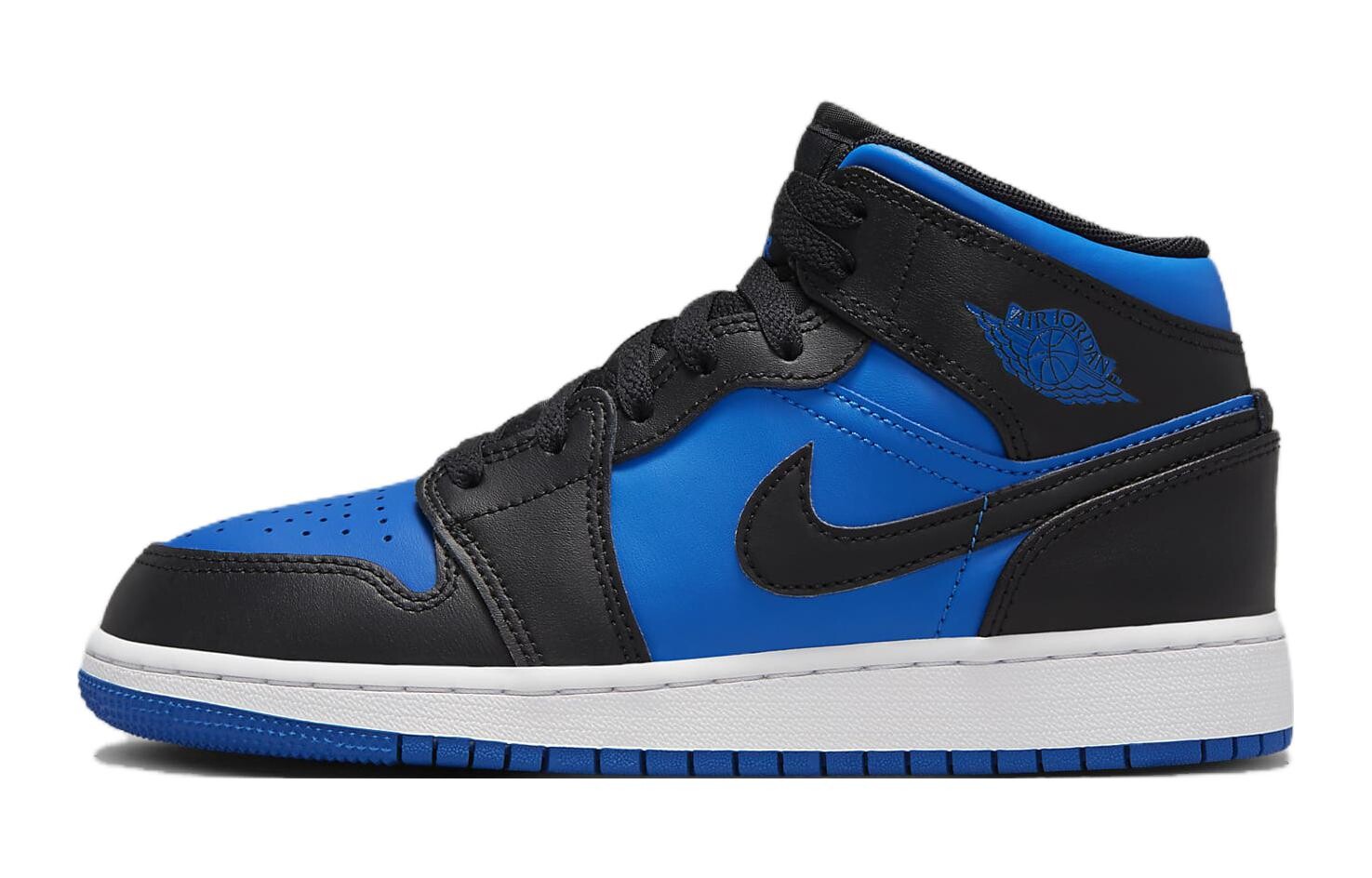 Кроссовки Jordan 1 Mid Black Royal Blue GS, черный/синий