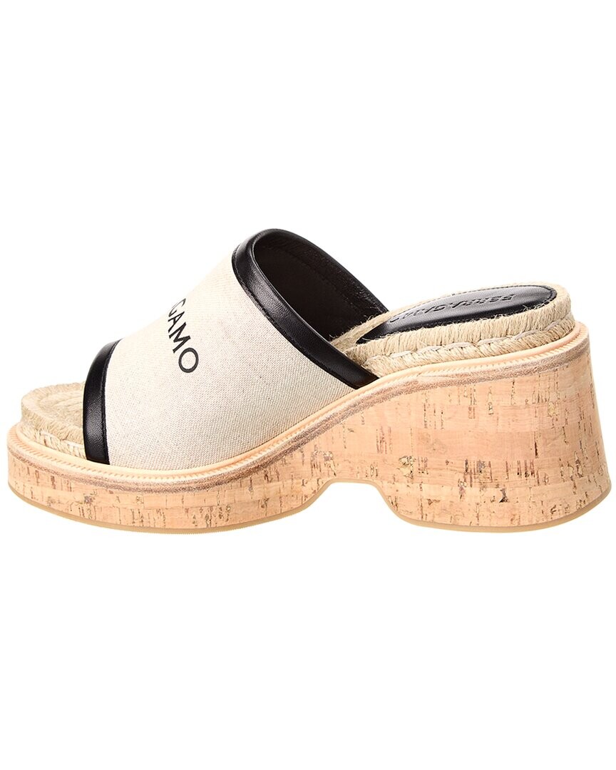 

Сандалии на платформе из парусины и кожи с подошвой Ferragamo Salvatore Ferragamo, черный