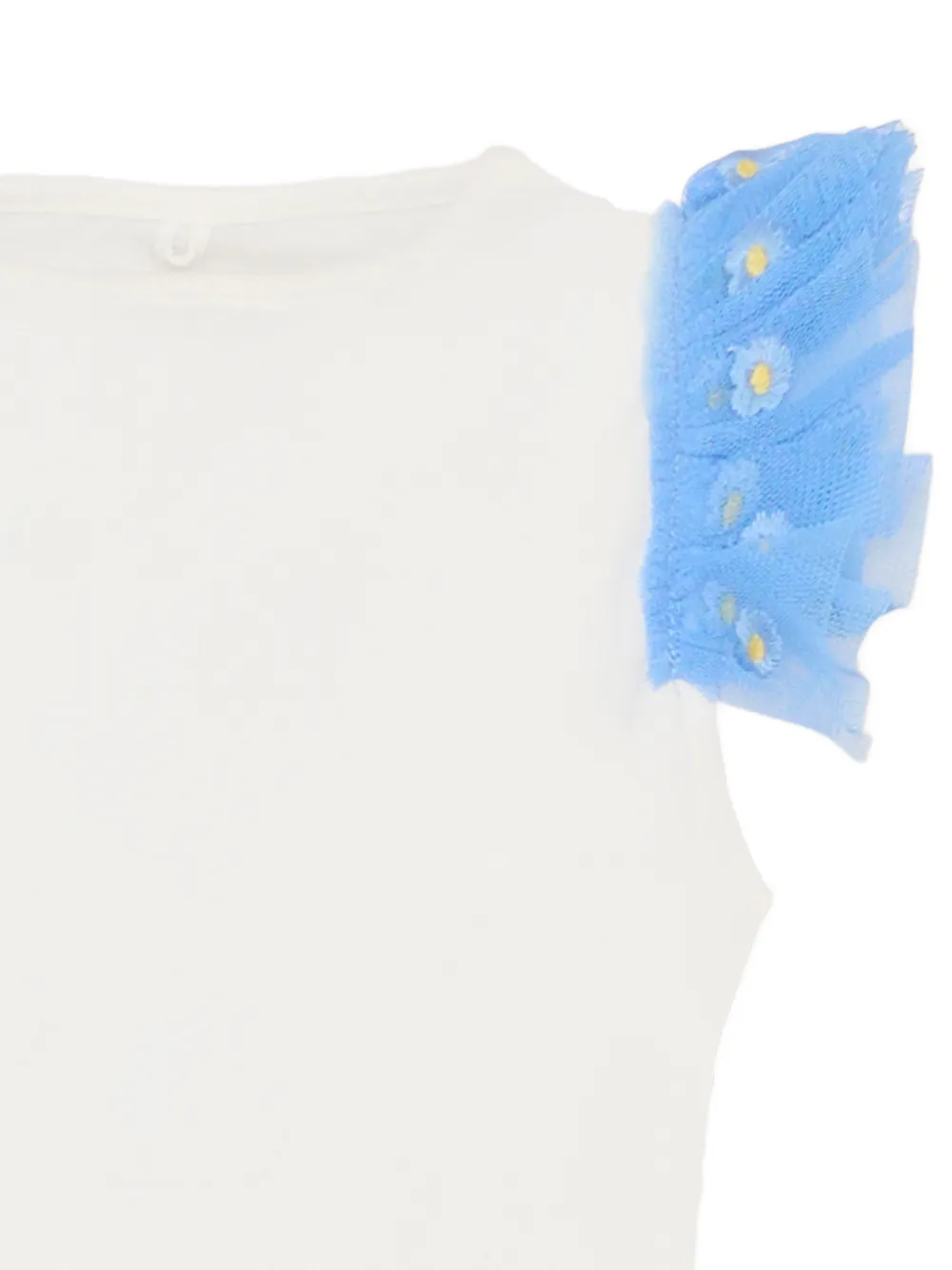 Топ с оборками и круглым вырезом Stella Mccartney Kids, белый — фото 3