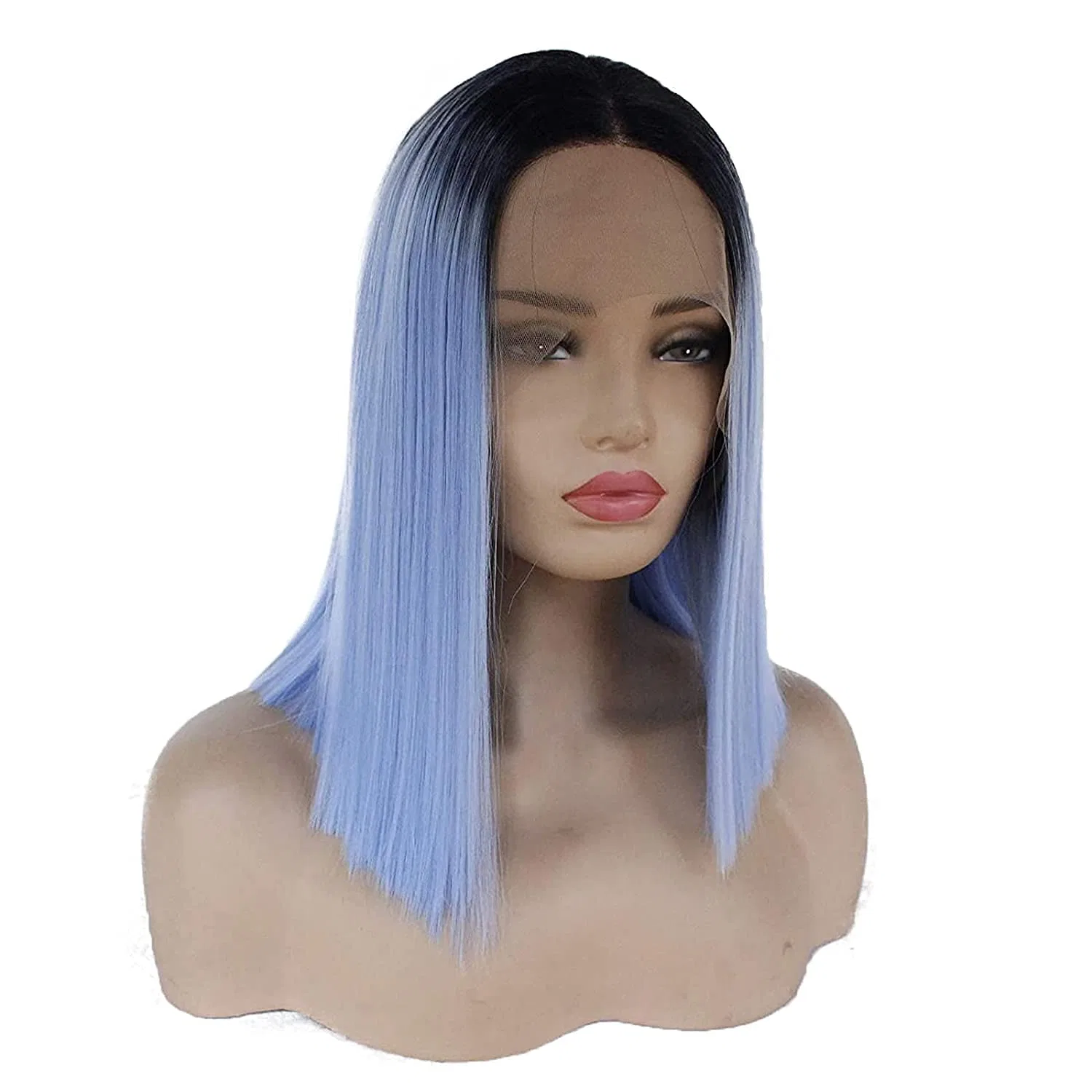 Женский короткий парик-каре Karissa Ombre Blue Synthetic Lace Front с темными корнями Karissa Hair — фото 2