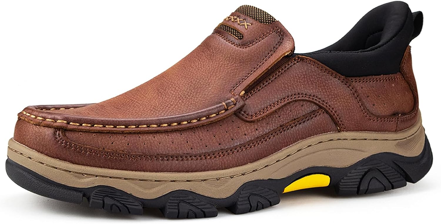 

Мужские кожаные лоферы UPIShi без шнурков, удобные для ходьбы, офисные, повседневные, легкие с мягкой подошвой, коричневый