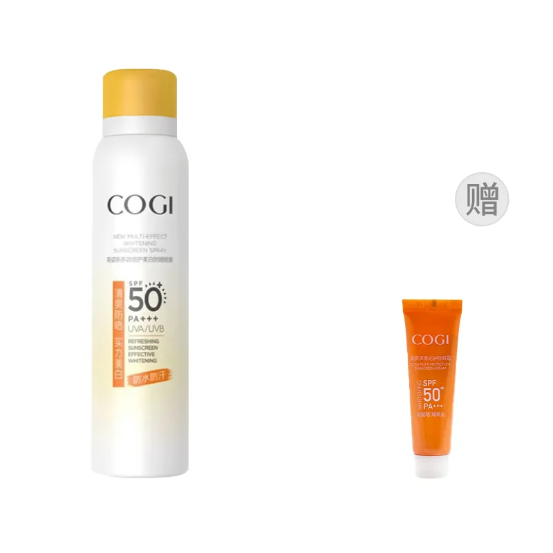 COGI Спрей для защиты от солнца унисекс, Sunscreen Sprays Black Text Brightening+Sunscreen Creams Sample 10ml