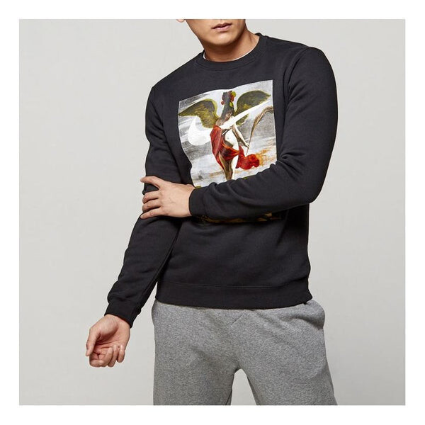 

Толстовка men's retro pattern round neck black Nike, черный