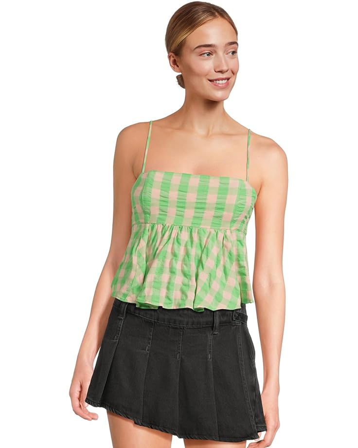 

Топ Free People Mia Plaid Tank, цвет Exotic Lime Combo