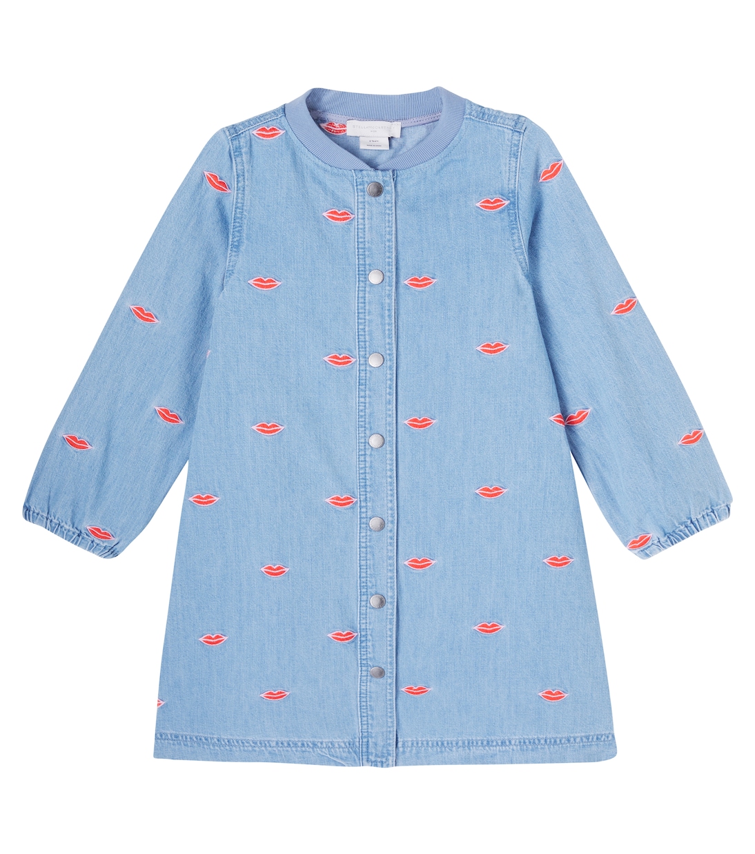 Вышитое джинсовое платье Stella McCartney Kids, Avorio/Emroidered