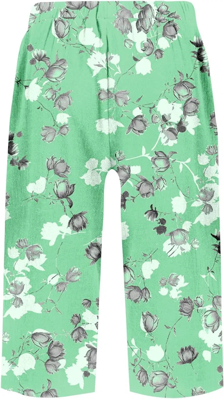 Женские бермуды из хлопка и льна, свободные, с карманами, Oi230-light Green — фото 4