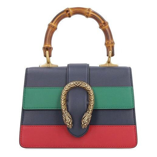 

Сумка dionysus tiger head bamboo stripe leather handbag 'navy blue green red' Gucci, синий