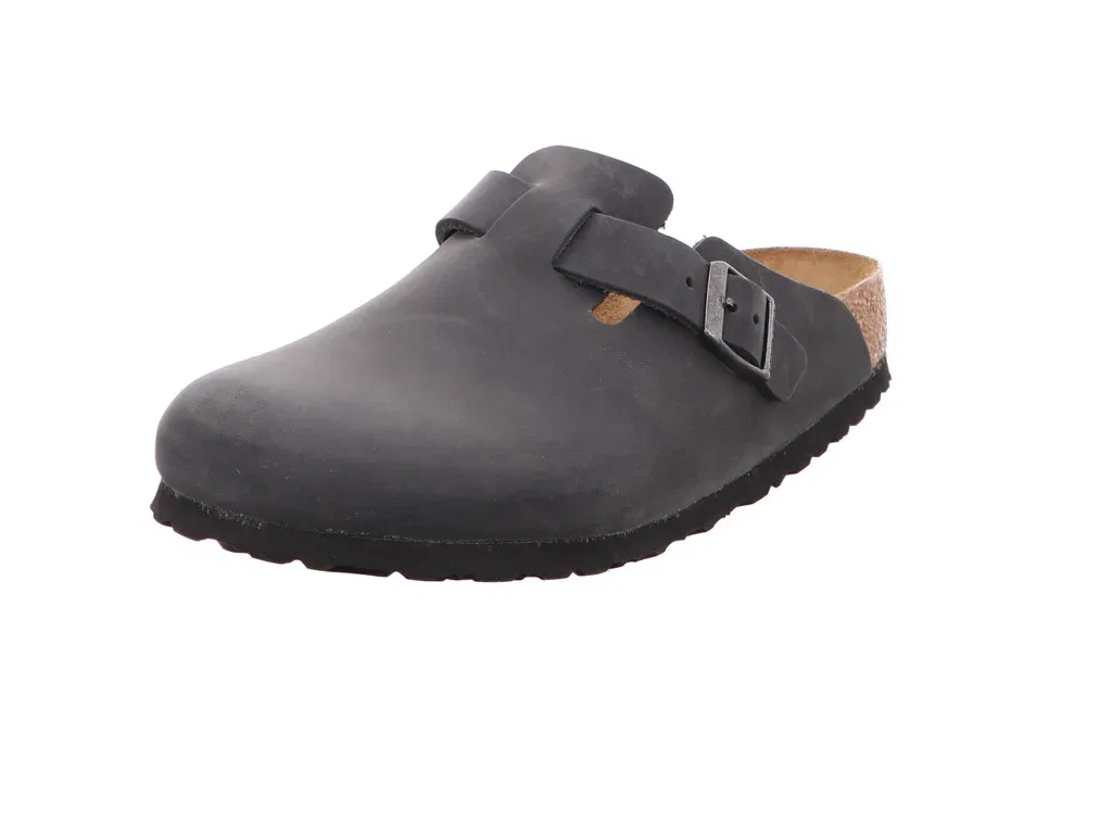 Домашние тапочки кожаные Birkenstock, черный — фото 2