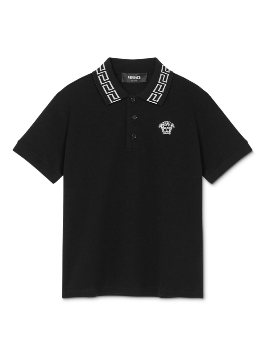 

Versace Kids рубашка-поло из хлопка с узором «Грека», черный