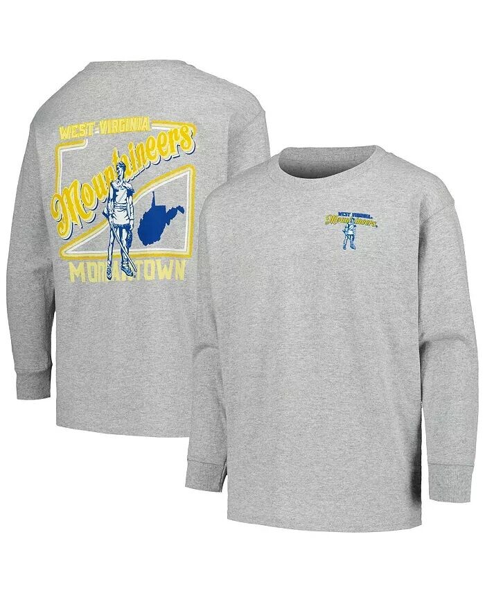 

Футболка с длинным рукавом с надписью «Red Script» для больших мальчиков и девочек из Западной Вирджинии, серая Image One