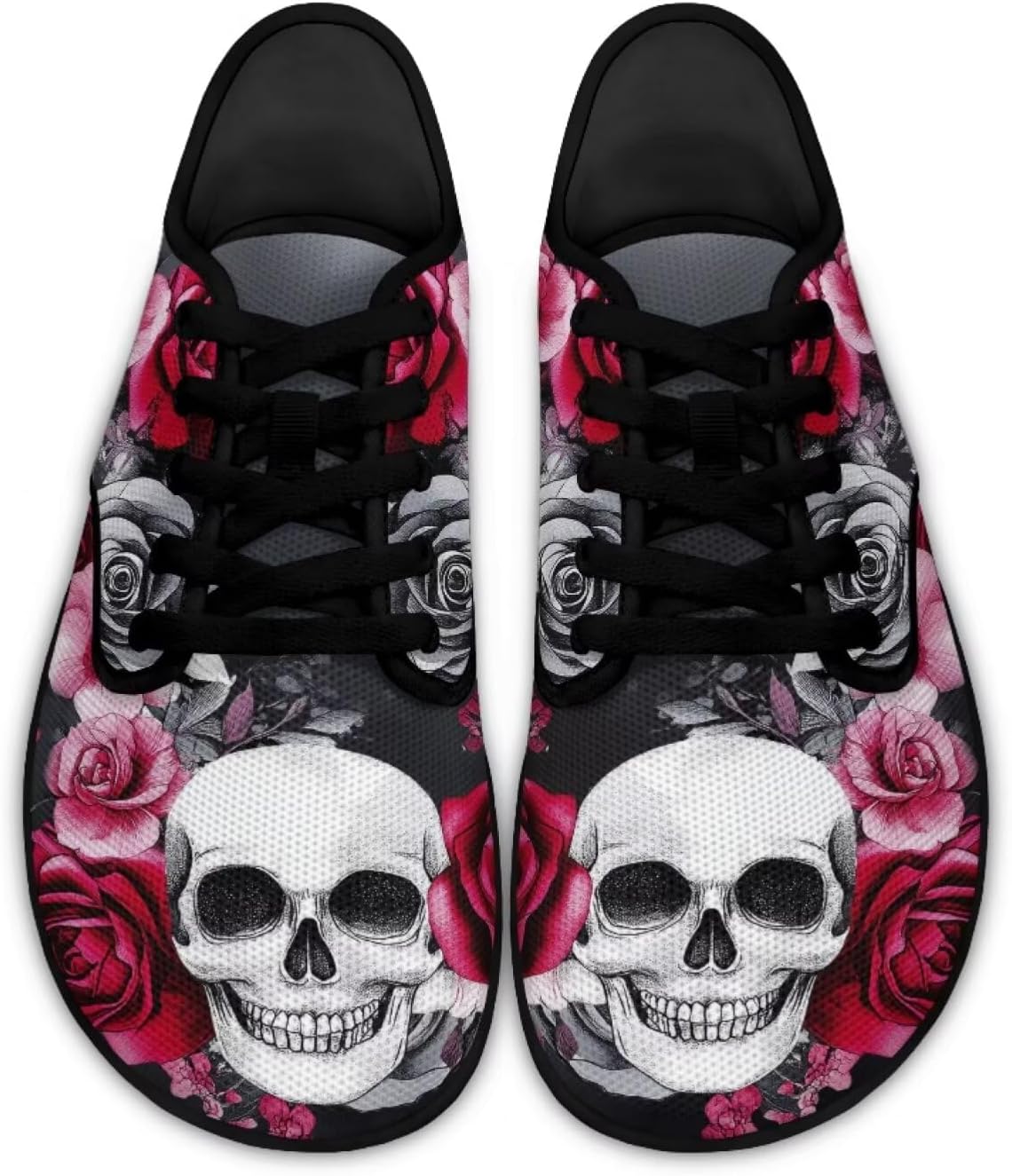 

Кроссовки с широким носком в виде черепа для мужчин и женщин, минималистичные, дышащие, для бега по тропинкам и ходьбы Pointodoor, Skull Flower Printed