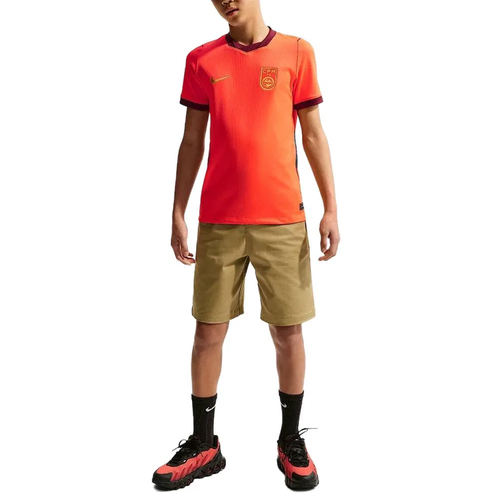 Детская футболка Quick Dry Dri FIT Nike, Bright Dark Red/Team Red/Dark Royal Blue/Ocher Yellow — фото 4