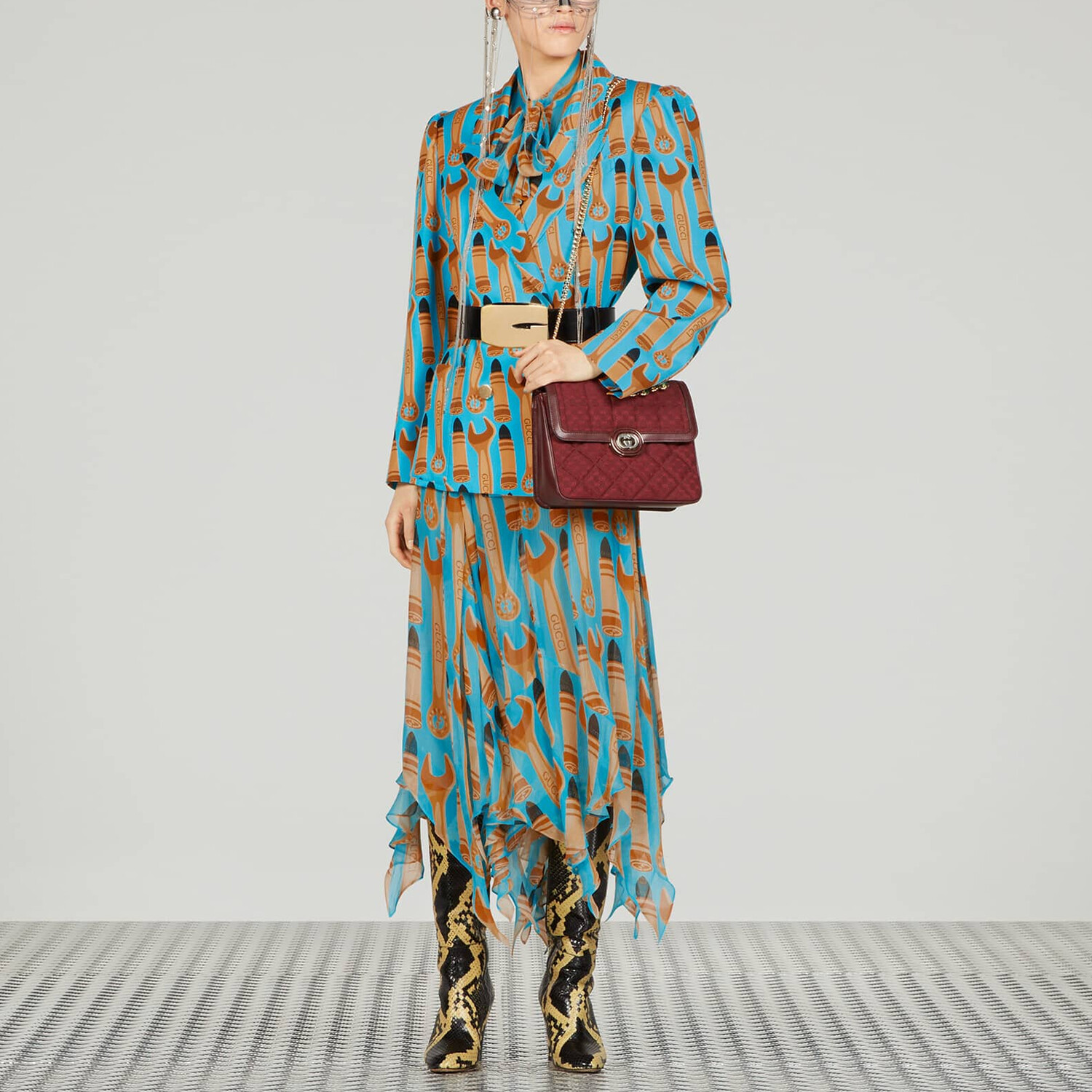 Повседневная длинная юбка женская синяя Gucci — фото 2