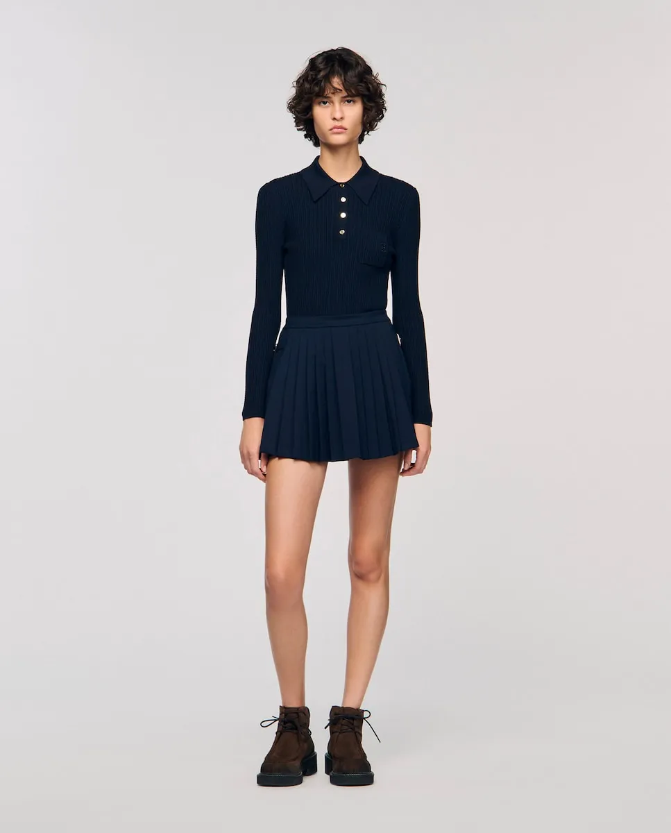 

Юбка-брюки со складками Sandro, темно-синий