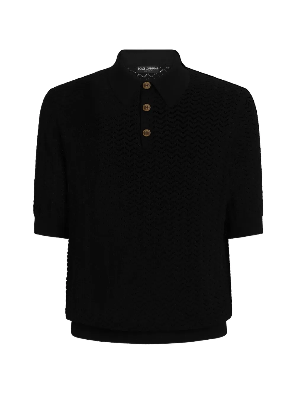 Перфорированная хлопковая рубашка поло Dolce & Gabbana, черный