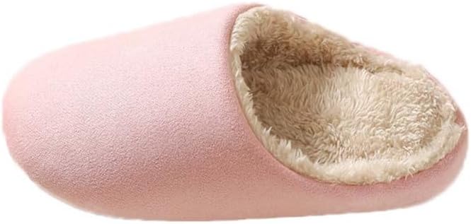 

JadeRich Женские и мужские тапочки из цельного замша для дома, с теплым мягким флисовым верхом, бесшумной подошвой и толстой стелькой, розовый